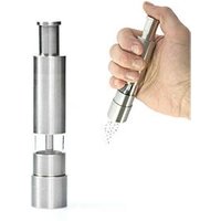 Premium Brushed Stainless Steel Manual Sea Salt and Spice Mill Shakers Set with Adjustable Coarseness Salt and Pepper Grinder