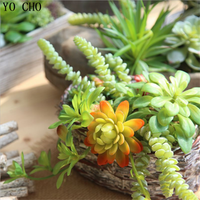 YO CHO Korea Indoor Echeveria Succulent Wall Set Wholesale Cheap Artificial Succulent Plants Picks Cactus For Sale