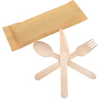 Eco Friendly 6" Utensils 300 pc 100 Forks 100 Spoons 100 Knives Wooden Disposable Cutlery
