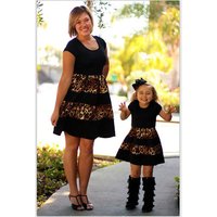 Leopard Print Mother Daughter Short Sleeve Dress