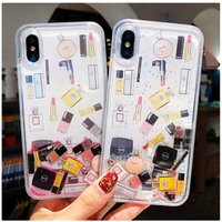 Capa Cosmetic Quicksand Hard Lipstick Perfume Bottle Dynamic liquid Phone Cover Case For iPhone 6S 7 8 Plus XS Max XR