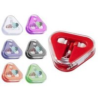 free sample Good quality 1.2 meter lines 3.5 mm plug in-ear mp3 earbud with transparent clear plastic triangle earphone case