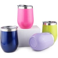 12 oz Double-insulated Stemless Glass, Stainless Steel Tumbler Cup with Lids for Keeping Wine, Coffee, Drinks, Champagne 2 piece