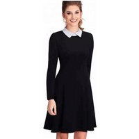 Vintage Long Sleeve Contrast Line Dress