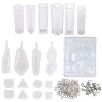 129 Pieces DIY Jewelry Casting Molds Set Pendant Craft Making Tools Kit Silicone Resin Molds