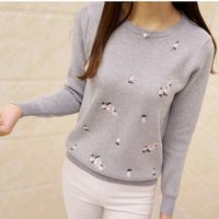 Embroidered O-Neck Jumper for Women