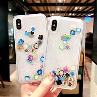 Mobile phone accessories shockproof transparent Icons Liquid Quicksand shell for iphone 7 plus case cover