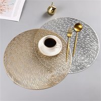 China New Custom Nonslip Heat Insulation Place Mats Soft Vinyl Silver Woven Table Placemats PVC Plastic Coaster for Dining Table
