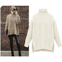 Jacquard Turtle Neck Long Sleeve Long Sweater