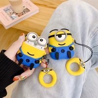 3D Cute Little Yellow Man Wireless Headset Silicone Case For Airpods, Earphone Case Shockproof soft Case