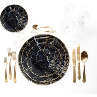 Popular ceramic black marble pattern bone china charger plates for wedding decoration