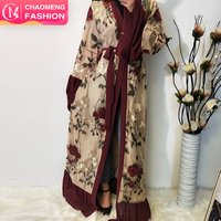 1708# black maroon white arabic muslim casual dress cardigan flower embroidery designs abaya dubai luxury