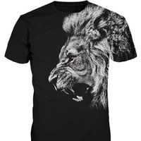Two Tone Lion 3D Print High Neck T Shirt