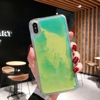 Hot Selling Personal Customize Luminous Transparent TPU Neon Sand Liquid Case for iPhone X Fluorescent Protective Cover