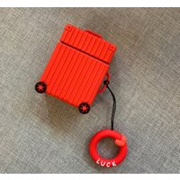 Cute Suitcase Protective Cover case for Air pods Wireless tws earbuds Case Soft Silicone Headphones Finger Ring Strap