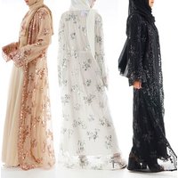 Muslim Sequin Embroidered Long Skirt Cardigan