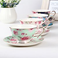 Mini Floral Ceramic Tea or Coffee Cup Saucer