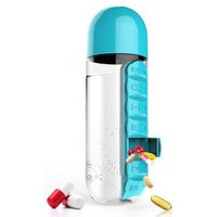 BPA Free Travel Pill Water Bottle Integrated Pill Box