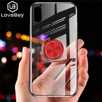 LOVEBAY Clear Case For iPhone XR XS Max X Hide Ring Stand Holder Transparent Phone Cases for iPhone 7 8 6 6s Plus Soft Cover