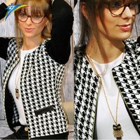 Houndstooth Long Sleeve Short Jacket