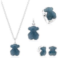 2019 100% 925 Sterling Silver Blue Wire Stud Earrings Beautiful Female Earrings Bear Pendant Clavicle Chain Ring Wholesale