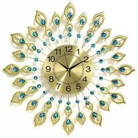 Decoration metal clock personalized peacock wall clock Continental luxury living room personalized wall hanging clock