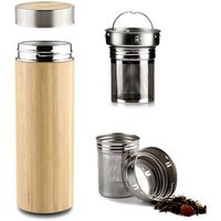 Double Wall Stainless Steel Bamboo Shell Bottle Insulated Bamboo Vacuum Flask with Infuser & Strainer Insulated Travel Tumbler