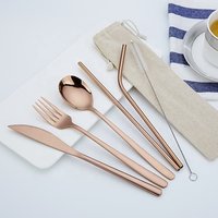 Stocked 304 Portable cutlery Set For Knife Fork Spoon Chopsticks metal Straw set
