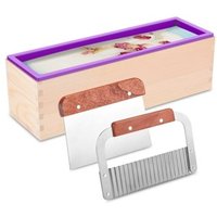 Amazon Top Selling High Quality BPA Free Flexible Rectangle Soap Silicone Loaf Mold With Wooden Box Straight Cutter Wavy Cutter