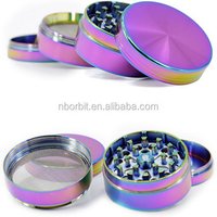 40mm Four Pieces Rainbow Ice Blue Metal Herb grinder Smoking Accessories Metal Zinc Alloy Grinderweed accessories