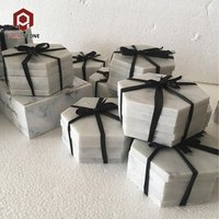Hot selling white hexagon marble cup coasters with cork