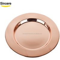 30cm stainless steel wedding plate rose gold charger plate