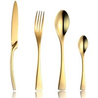 Titanium Gold kaya silverware set, 304 stainless steel gold plate flatware cutlery set for hotel restaurant
