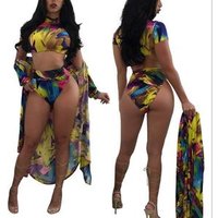 Three Piece Plus Swimwear Cover Up Set