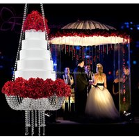 Crystal Bead Garland Wedding Cake Stand 23.6" Tall
