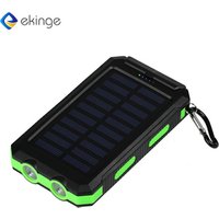 Ekinge Compass&Double LED Light Emergency Powerbank,Waterproof 10000 mAh Mobile Charger power bank with Solar Battery Energy