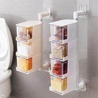 Wall Mount 360 Degree 4 Tier Seasoning Rack Transparent Jars