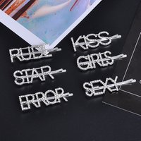 14 word hair clip 2019 hair accessories letter hair clip crystal rhinestone bobby pin(EJ1641)