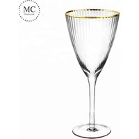 Embossed Long Stem Glass Gold Rim