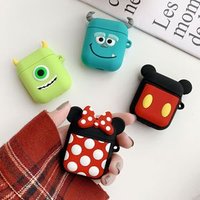 For Apple AirPods 1&2 Case Fun Cartoon Silicone Cover With Carabiner