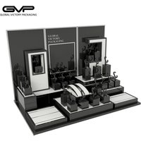 Customized wooden display wrapped with leather wood jewelry watch display stand