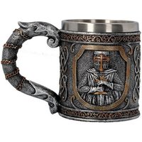 Viking Warrior Mug Goblet Spoon Stainless Steel Coffee Cup Spoon Cool Beer Stein Tankard Funny Coffee Mug Novelty Bar Cup