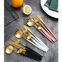 Portuguese Matte Gold Black White Blue Pink Red Brown Unique Flatware set