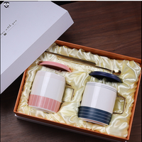Gold Rim Ceramic Coffee Mug Set Couples