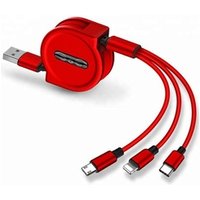 OEM Wholesale Universal Data Cable Flat 3 in 1 Fast Charging stretch USB cable for Iphone/Type C/Micro