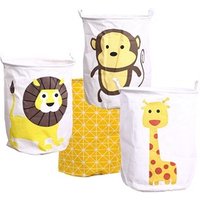 Foldable Collapsible Waterproof Fabric Cloth Cotton Linen Jute Canvas Laundry Basket Animal Toys Storage Hamper Bucket Basket