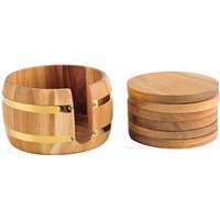 Rusticity Wooden Coaster Set of 6 Barrel Shape holder
