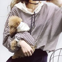Matching Stripe Pet Hoodie Owner T Shirt Set