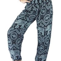 Rayon Elephant Print Boho Harem Trousers