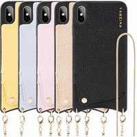 Leather Phone Case with metal Necklace For iPhone XS Max shoulder Crossbody Strap Bag Card Holder Case for iPhone8plus XR 6 7